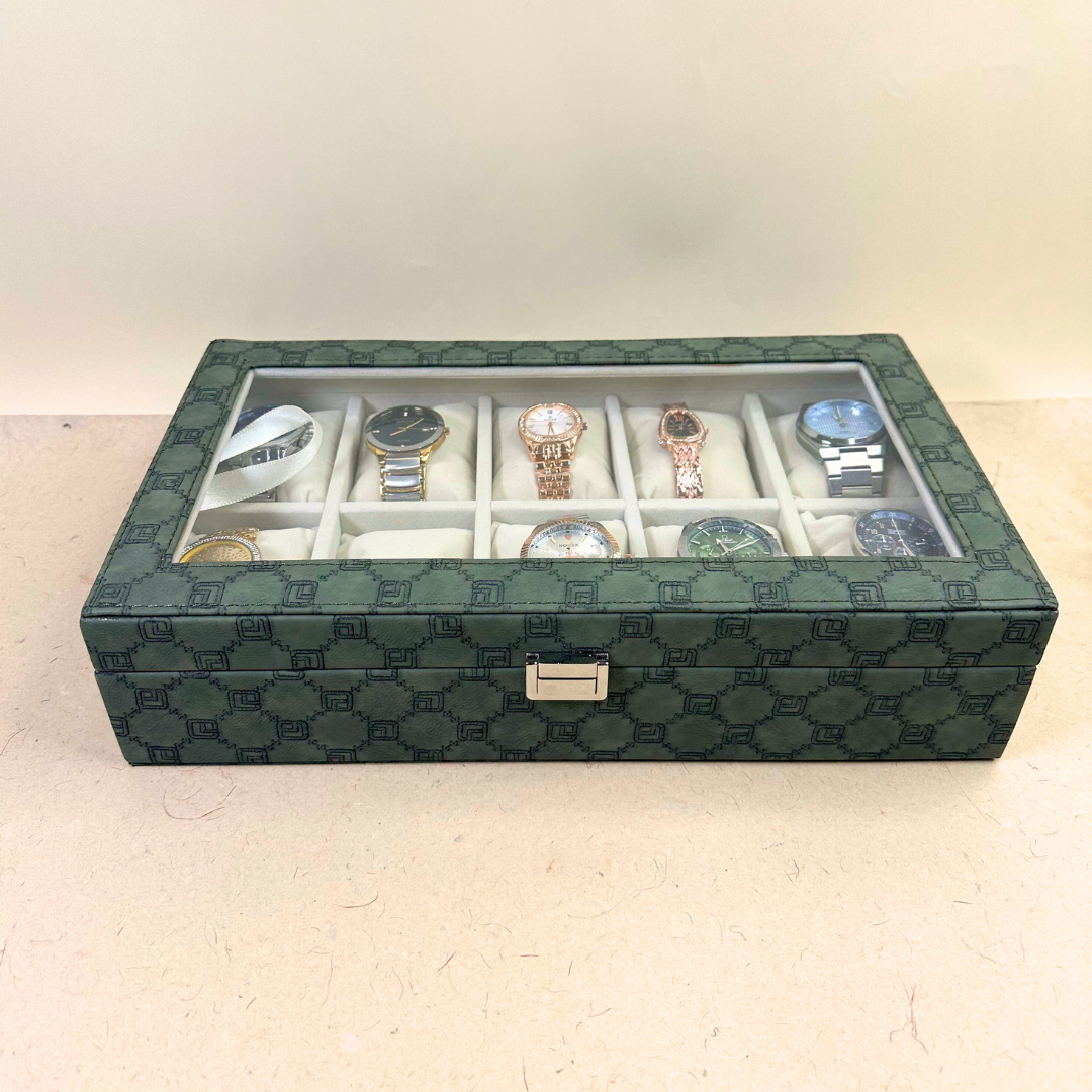 Designer 10 Slot Watch Box With Glass